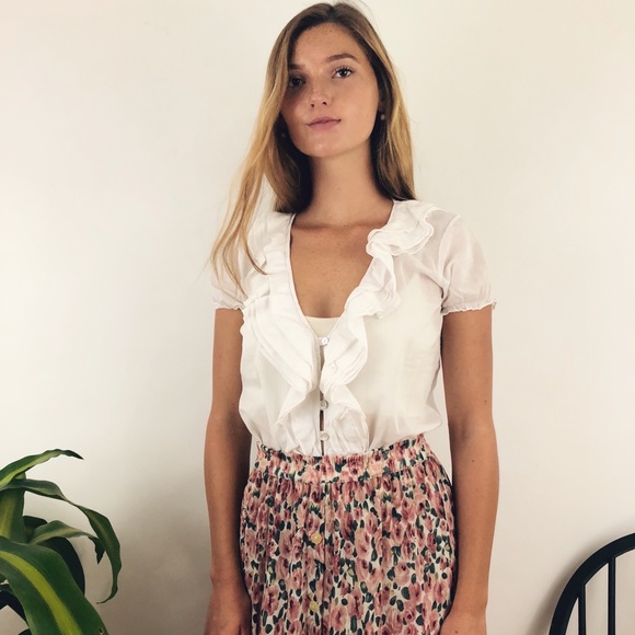 SOLD Ruffled Cotton Puff Short Sleeve - Picture 2 of 5